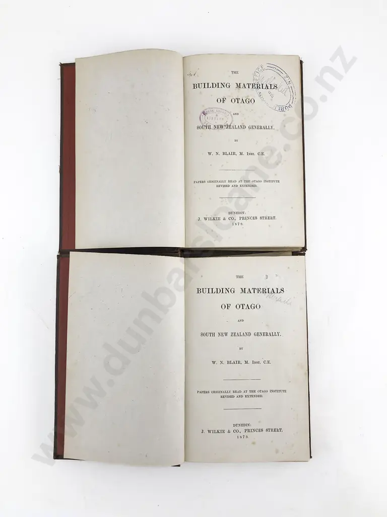 Blair, W. N. The Building Materials Of Otago (2 Copies) Image 1++