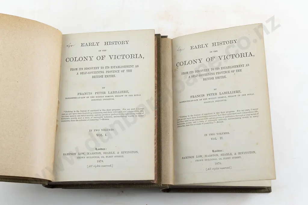 Labilliere Francis Peter - Early History of the Colony Of Victoria (2 Volumes) Image 1++