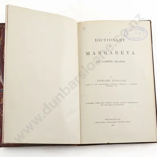 Tregear Edward - A Dictionary of Mangareva (Or Gambier Islands)