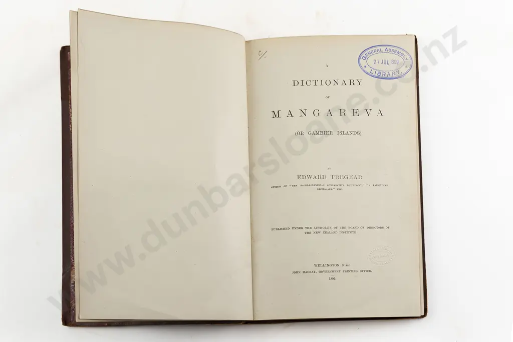 Tregear Edward - A Dictionary of Mangareva (Or Gambier Islands) Image 1++