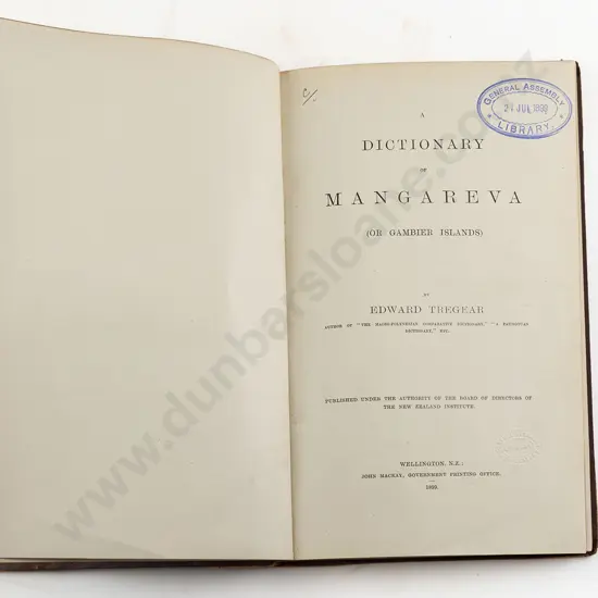 Tregear Edward - A Dictionary of Mangareva (Or Gambier Islands)