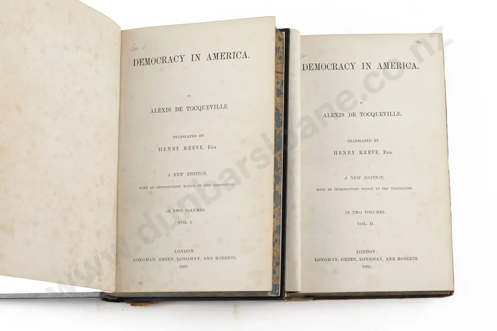 De Tocqueville Alexis - Democracy In America (2 Volumes) Image 1++