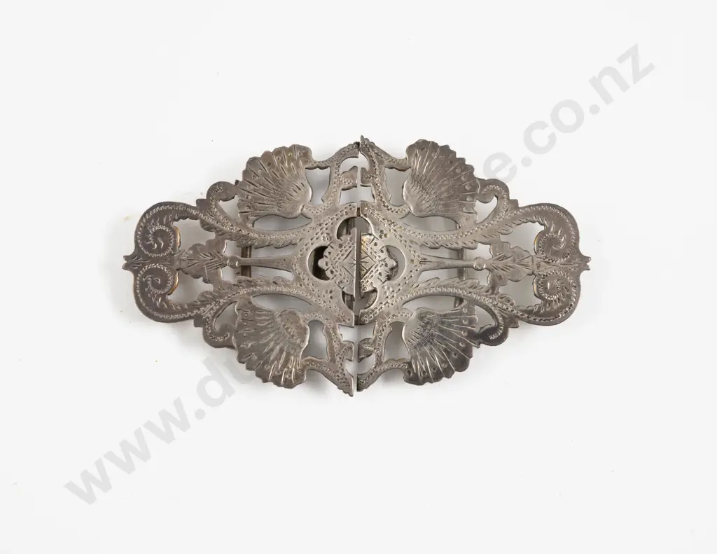 Early C20th Silver Plated Bright Cut Nurses Decorative Belt Buckle Image 1++