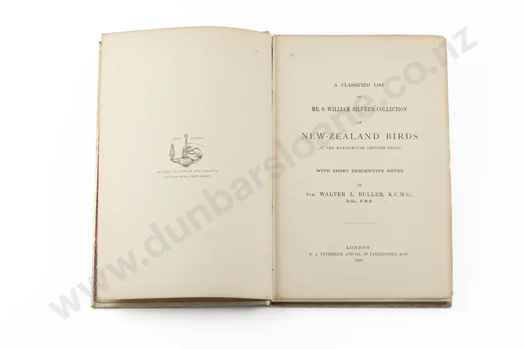 Buller, Sir Walter L, A Classified Listof Mr S William Silver's Collection of New-Zealand Birds Image 1++