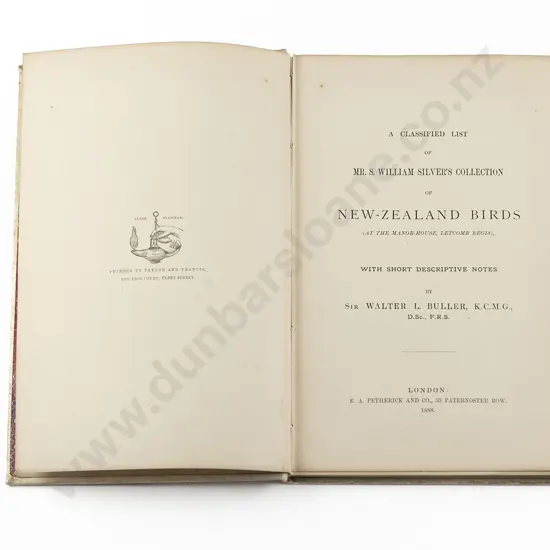 Buller, Sir Walter L, A Classified Listof Mr S William Silver's Collection of New-Zealand Birds