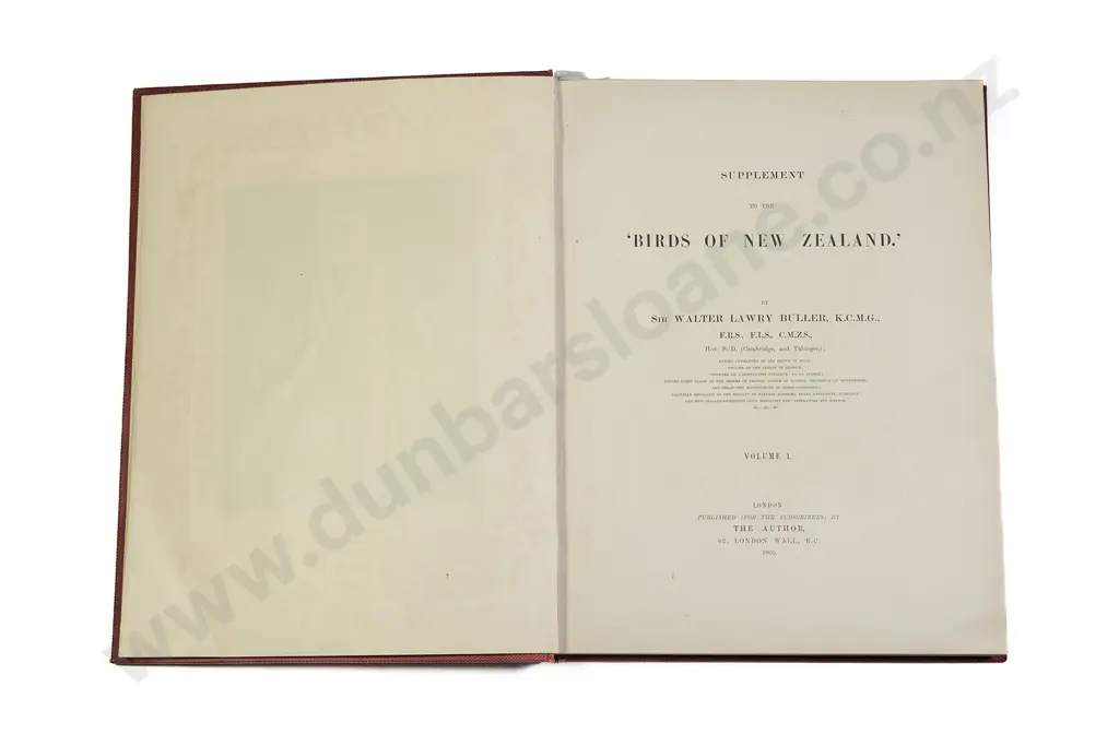 Buller Sir Walter - A Supplement to the Birds of New Zealand (2 Volumes) Image 1++