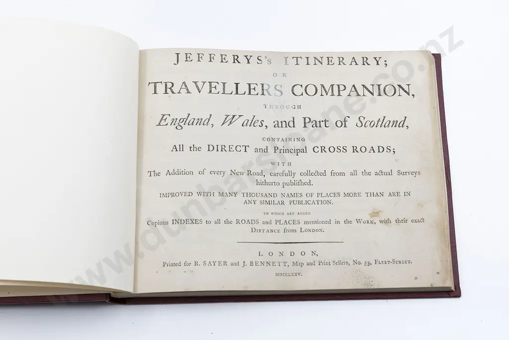 Jeffery's Thomas - Jefferys Itinerary or Travellers Companion Image 1++