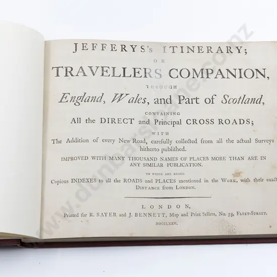 Jeffery's Thomas - Jefferys Itinerary or Travellers Companion