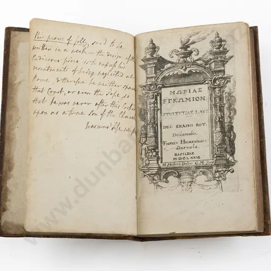 Erasmus Desiderius (1466?-1536) - Morias Enkomion (Greek)