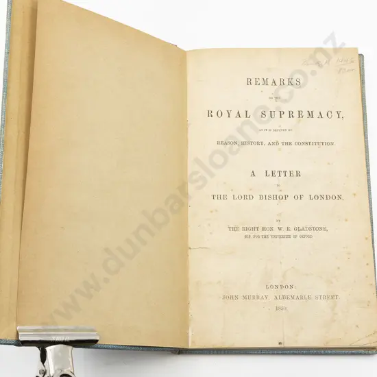 Gladstone Right Hon W E - Remarks on the Royal Supremacy