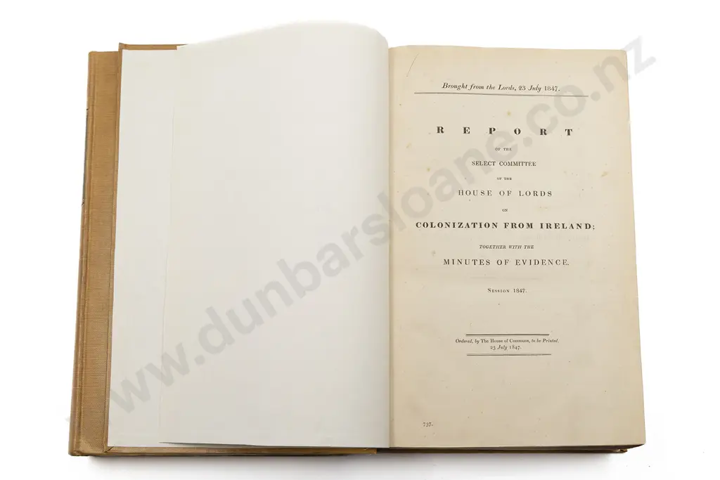 (-) Report Of The Select Committee of the House Of Lords on Colonization From Ireland Image 1++