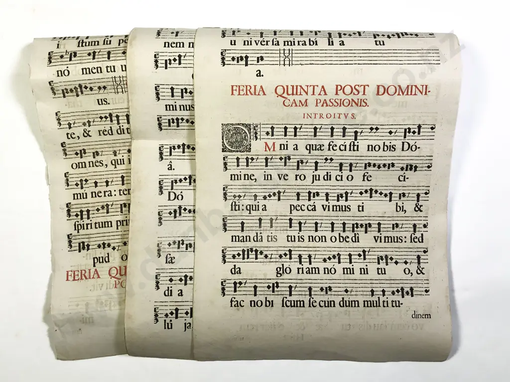 Decorative Gigantic Liturgical Leaf - A Gradual Gregorian Chant c1667 Image 1++