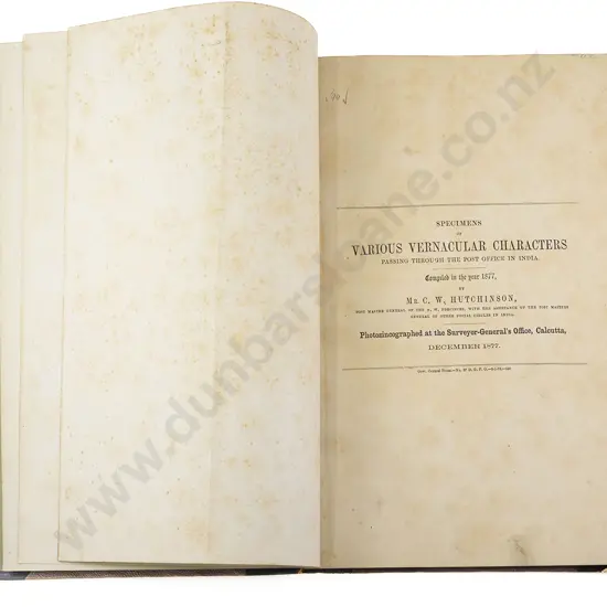 Hutchinson C W - Specimens of Various Vernacular Characters Passing Through The Post Office In India