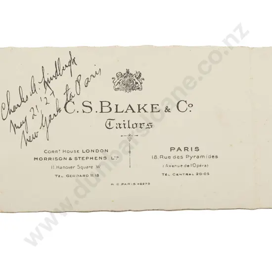 Charles Lindbergh Signed Card