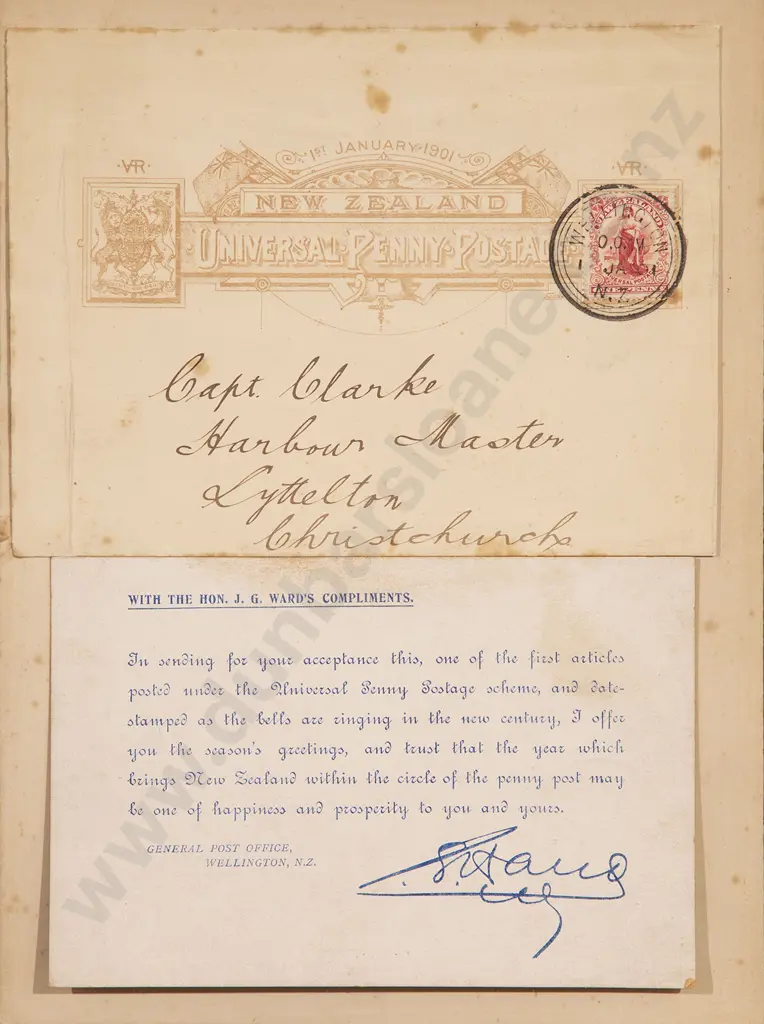 1st January 1901 Universal Penny Postage Letter From Joseph Ward To Capt Clark Image 1++