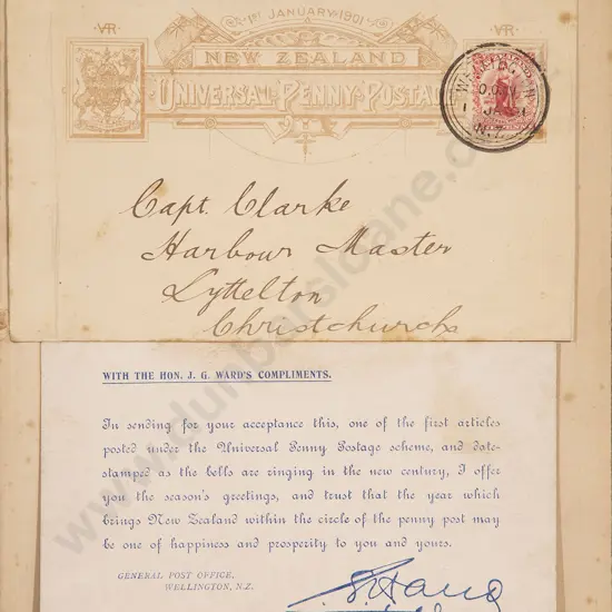 1st January 1901 Universal Penny Postage Letter From Joseph Ward To Capt Clark