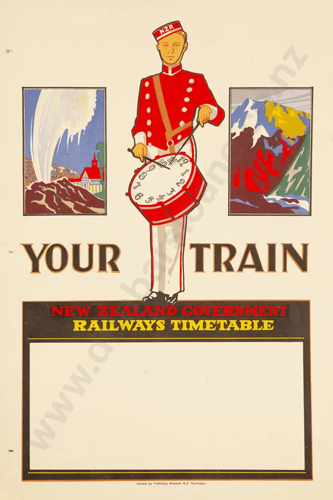 NZ Government Railways Timetable Display Card Panel Image 1++