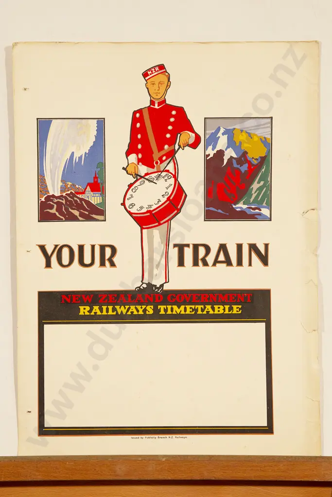 NZ Government Railways Timetable Display Card Panel Image 1++