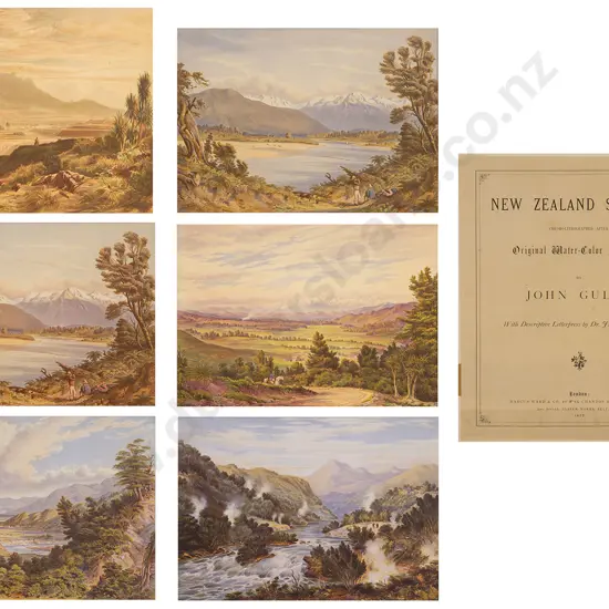 6 NZ Coloured Chromolithographic Landscapes After John Gully & C. D. Barraud