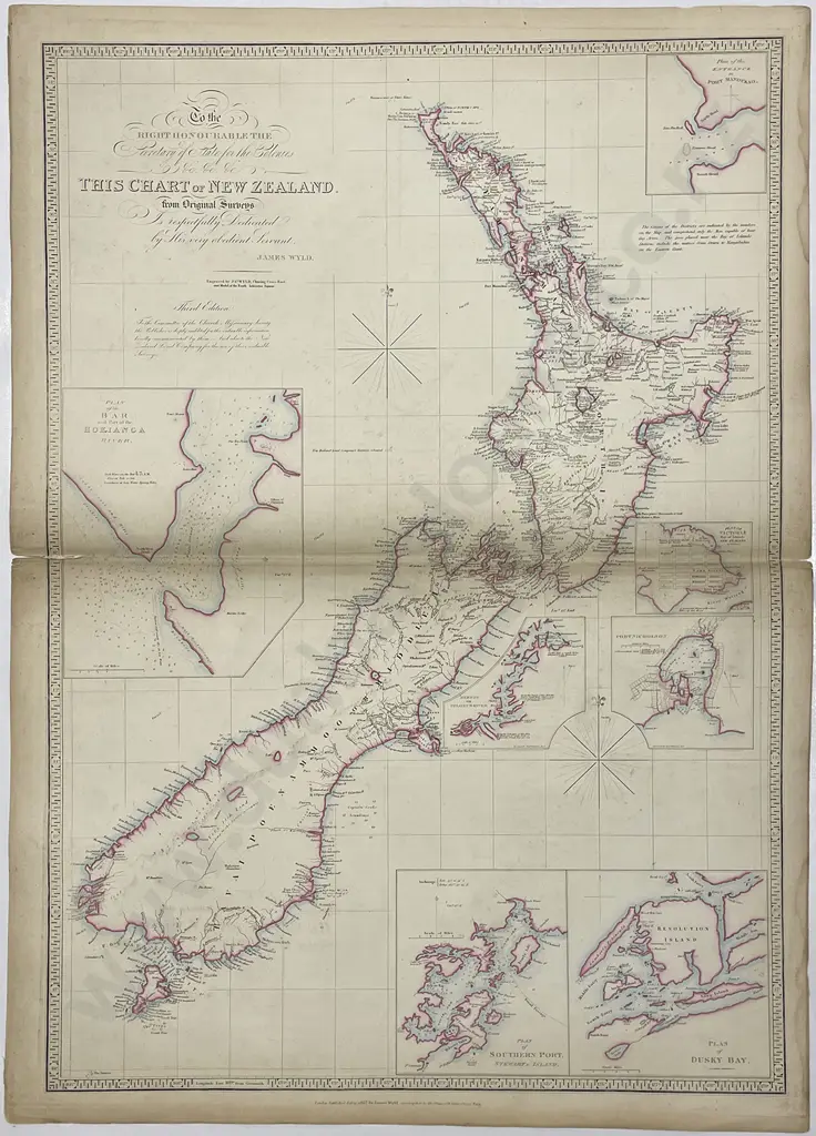 Chart of New Zealand From Original Surveys 1852 Image 1++