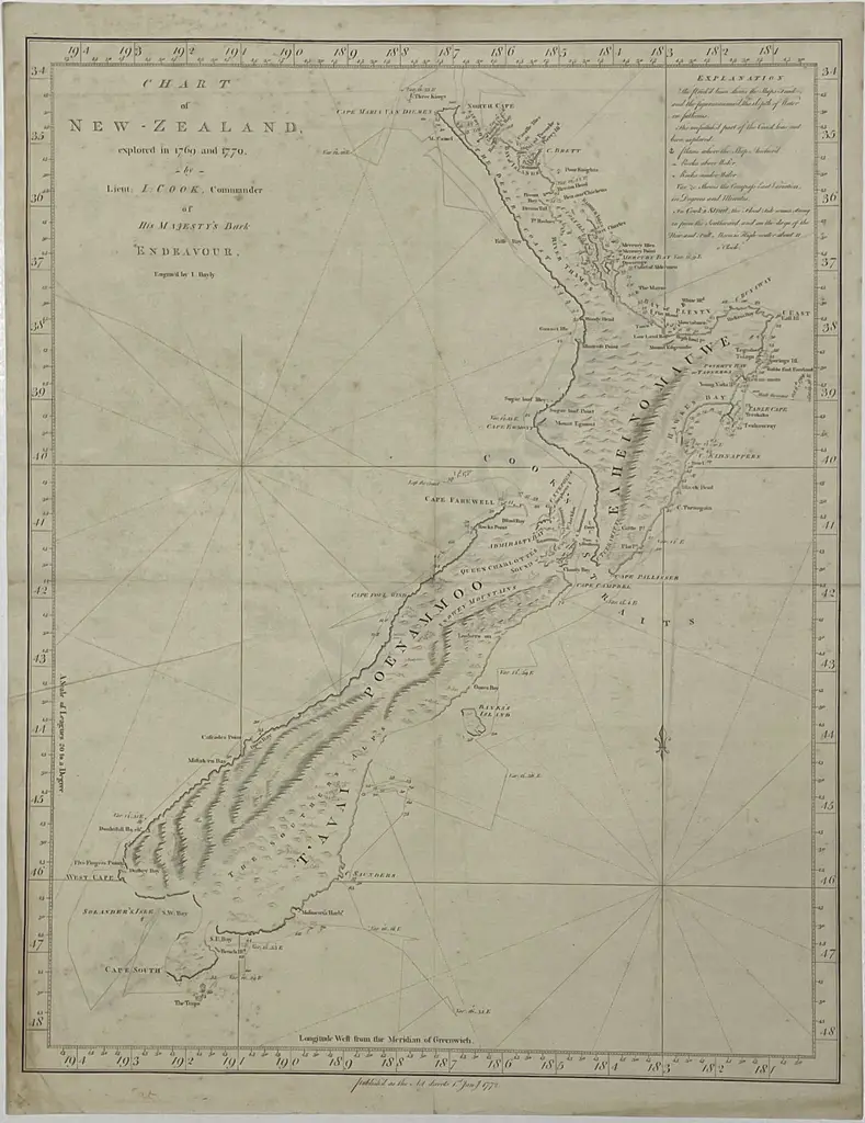 I. Bayly Chart of New Zealand 1772 Image 1++