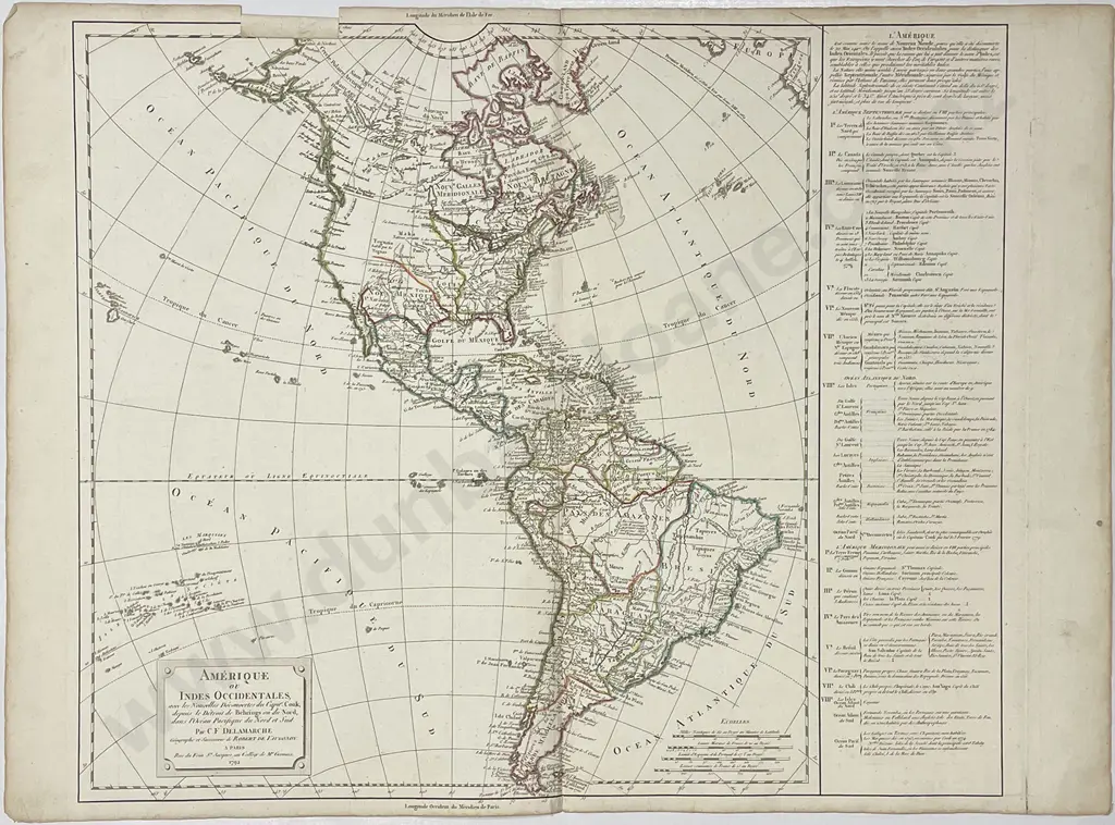 Amerique ou Indes Occidentales Par C. F. Delamarche 1792 Image 1++