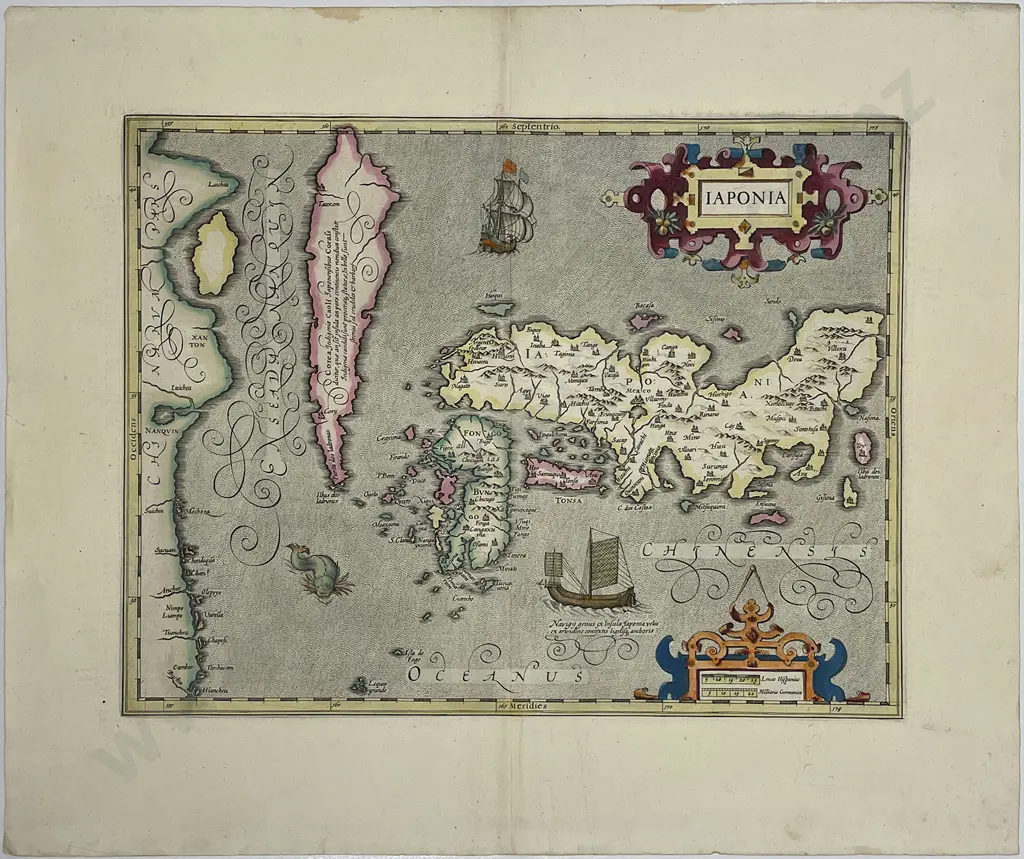 Hondius - 17th Century Map Of Japan & Korea Image 1++