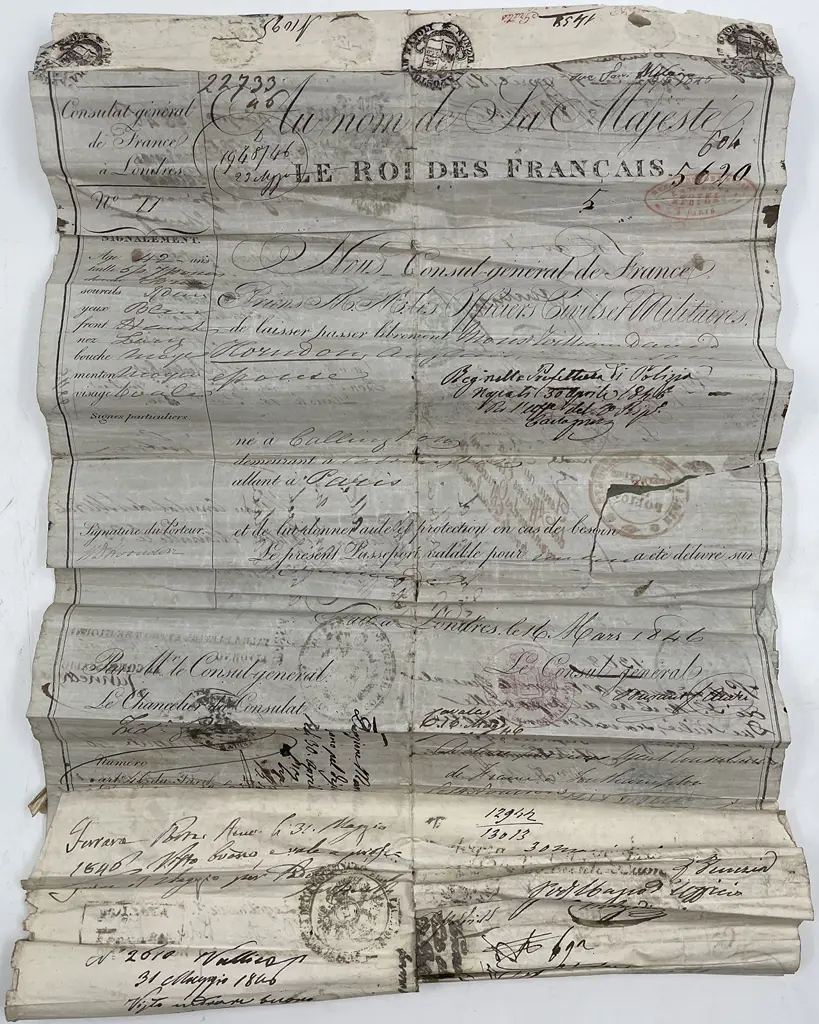 An Interesting Group Of 19th Century French Consulate Travel Issue Documents Image 1++