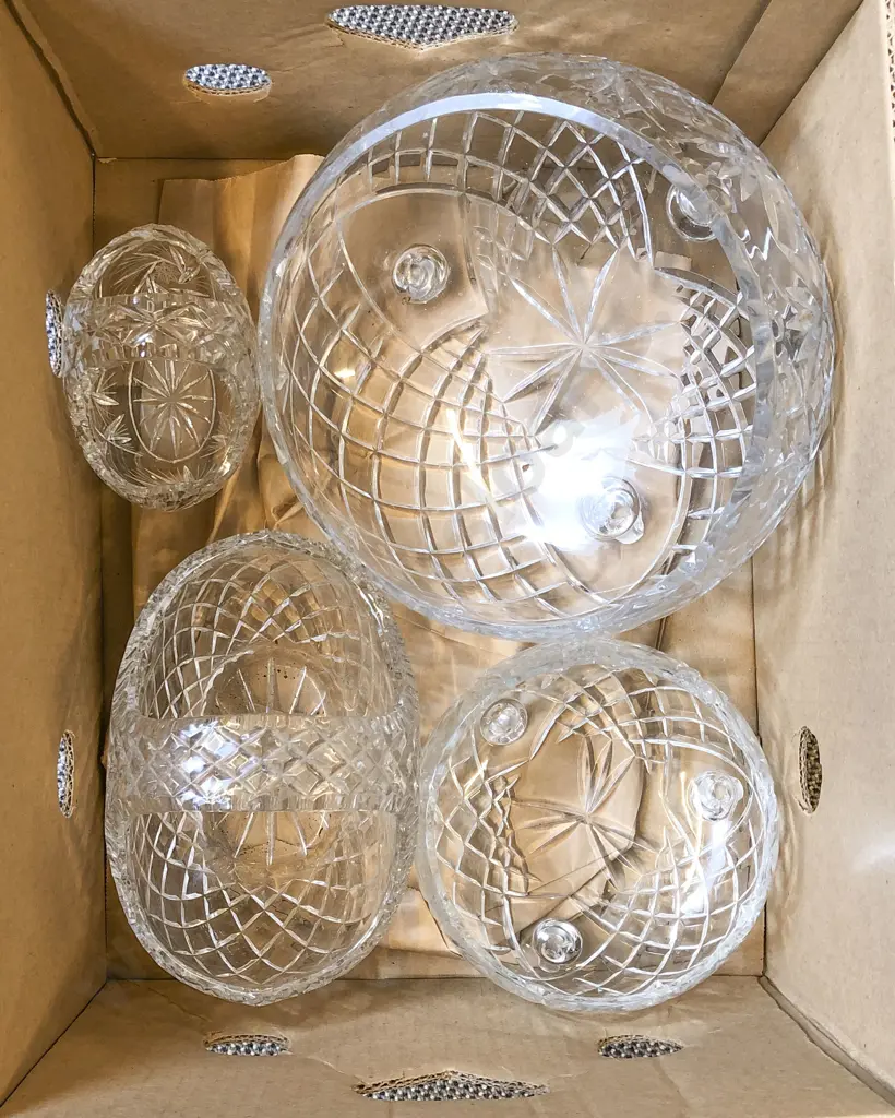 Large Crystal Fruit Bowl and Two Crystal Baskets Etc. (Faults) Image 1++