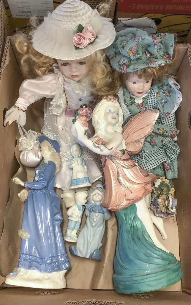 Box of Assorted Dolls and Figurines Image 1++