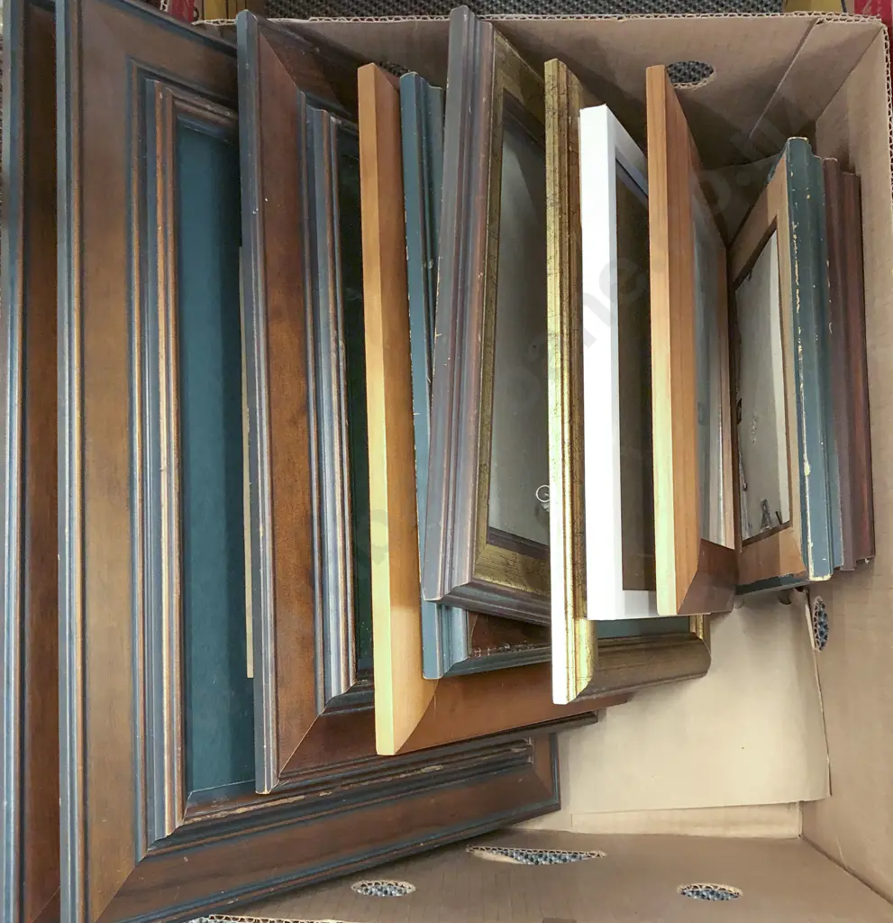 Box of Assorted Wooden Picture Frames Image 1++