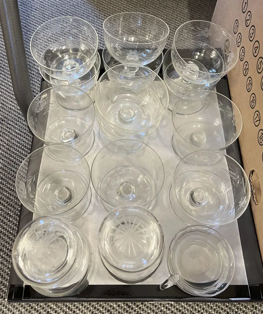 Small Box of Assorted Glassware Incl. Antique Custard Cup Image 1++