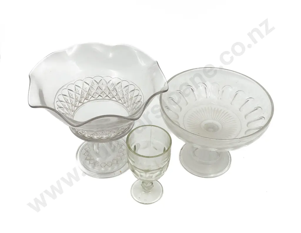 Pressed Glass Comport and Two Others Image 1++