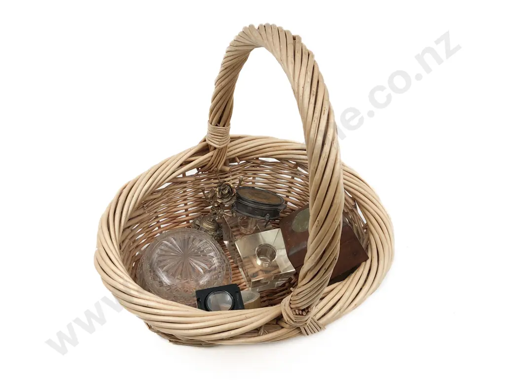 Quantity of Assorted Incl. Trinket Boxes and Ink Well Etc. in Basket Image 1++