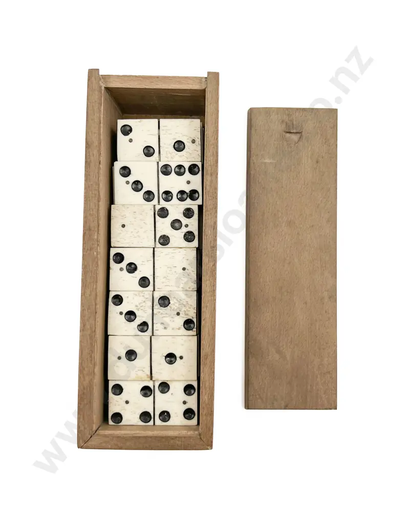 Vintage Dominoes in Wooden Case Image 1++