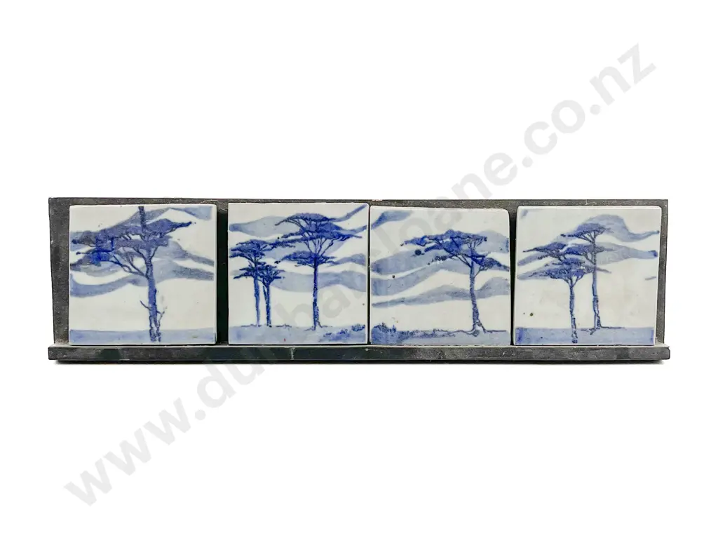 Four Vintage Blue & White Tiles Image 1++
