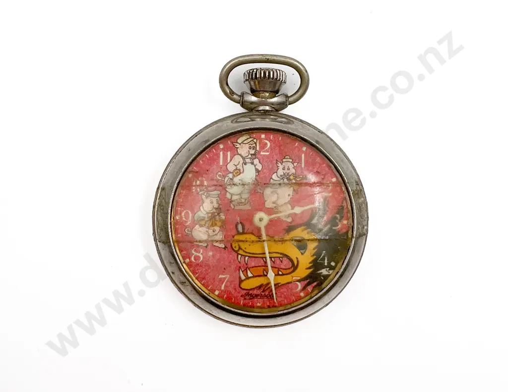 Ingelsoll Walt Disney "Three Little Pigs" Pocket Watch Image 1++