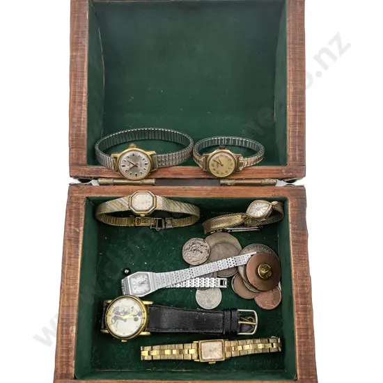 Quantity of Assorted Watches Etc. Incl. Mickey Mouse Together With Jewellery Box