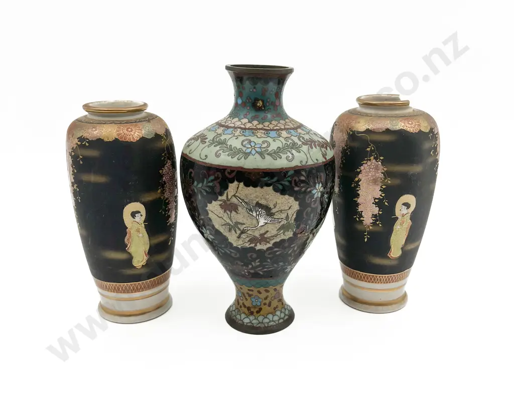 Cloisonné Vase Together With Pair of Vases (Faults) Image 1++
