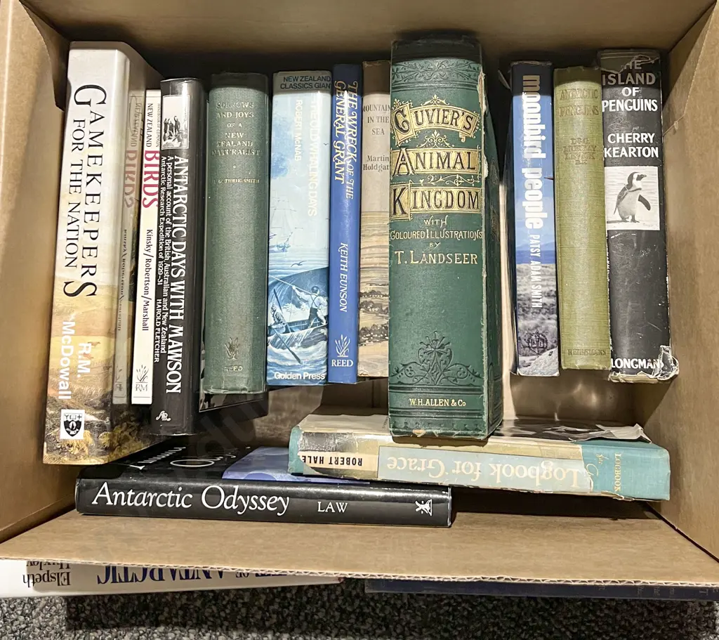 Box of Assorted Books Including Antarctic Reference Image 1++