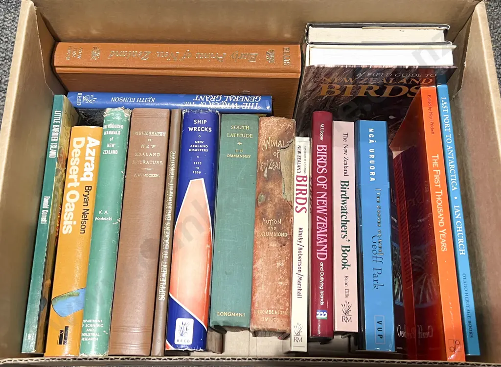 Box of Assorted Books Including NZ and Bird Reference Image 1++