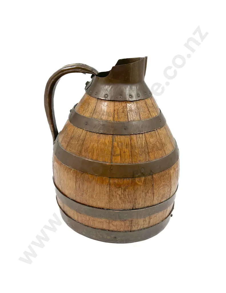 Antique Oak and Copper Bound Jug Image 1++