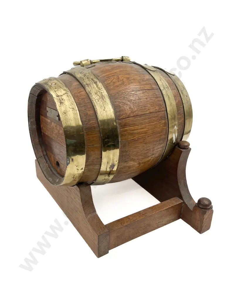 Oak and Brass Bound Barrel on Stand Image 1++