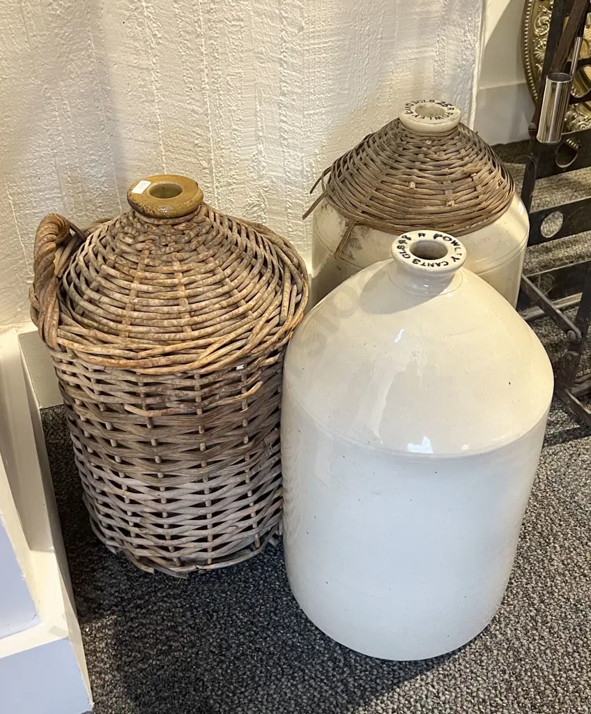 Three Various Stoneware Spirit Bottles Image 1++