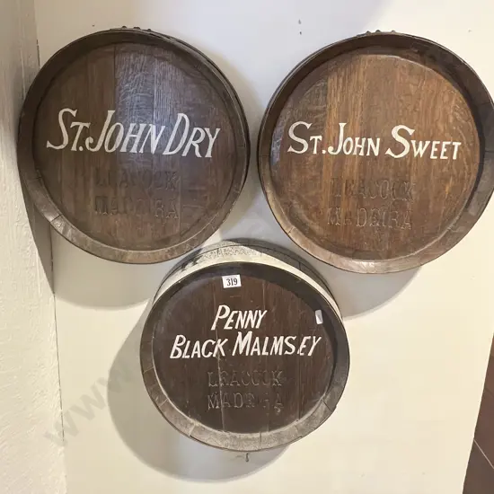 Three Vintage Oak Madeira Barrel Tops