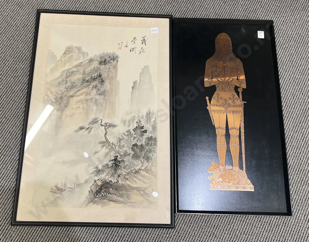 Asian Watercolor on Silk Work Together With Other Work (2) Image 1++