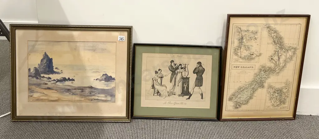 E. Athea Watercolor Together With Two Prints (3) Image 1++