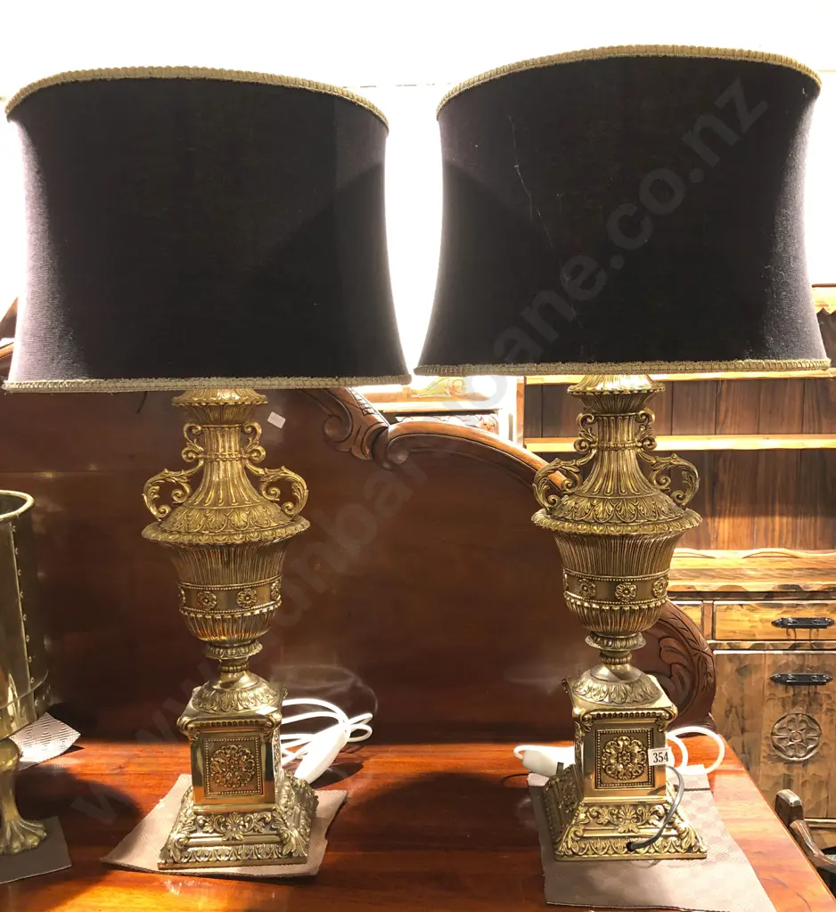 Pair of Brass Vase Form Lamps Image 1++