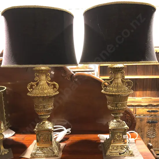 Pair of Brass Vase Form Lamps