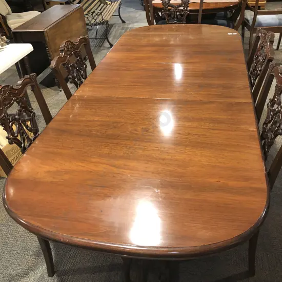 Mahogany Extension Dining Table with Four Chairs and Two Carvers